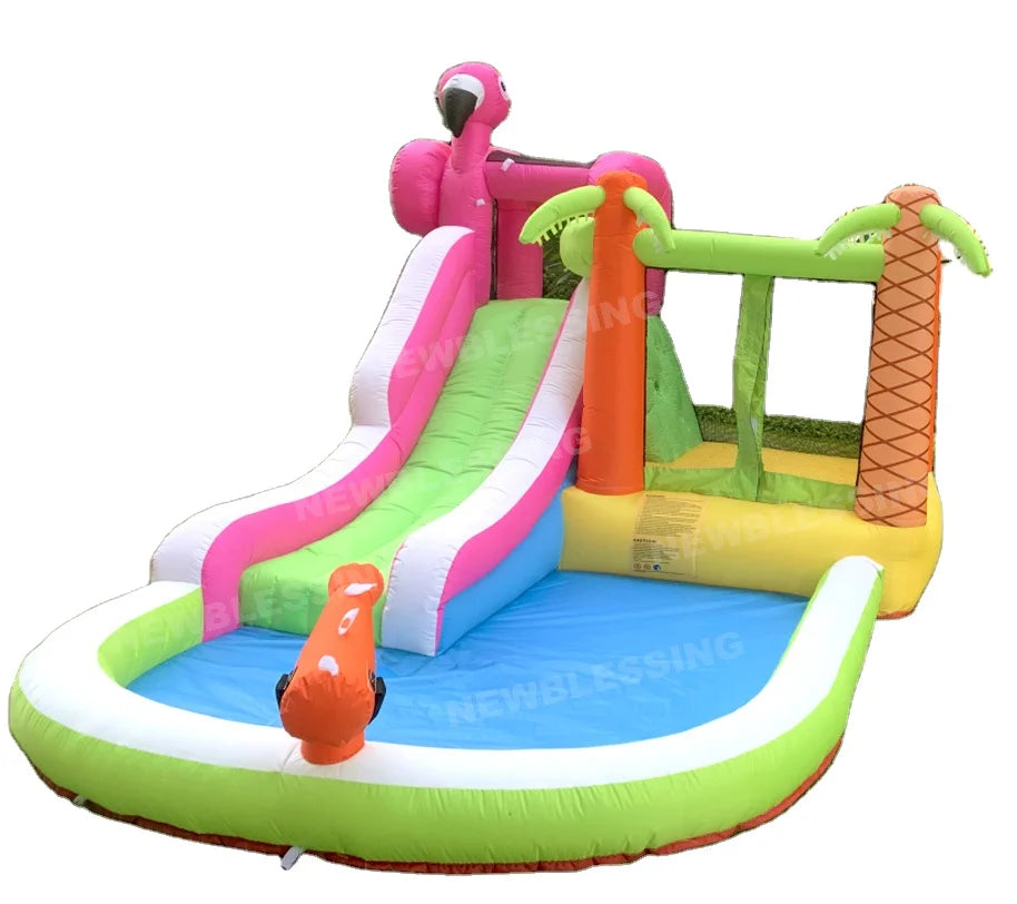 Flamingo Trampoline Inflatable Oxford Castle Water Slide Bouncy Toddler Bounce House Kids Jumper Bounce House