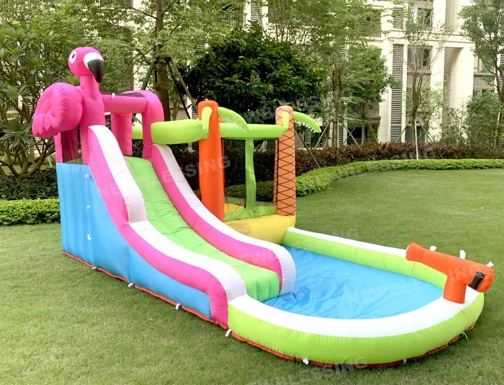 Flamingo Trampoline Inflatable Oxford Castle Water Slide Bouncy Toddler Bounce House Kids Jumper Bounce House