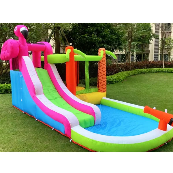 Flamingo Trampoline Inflatable Oxford Castle Water Slide Bouncy Toddler Bounce House Kids Jumper Bounce House