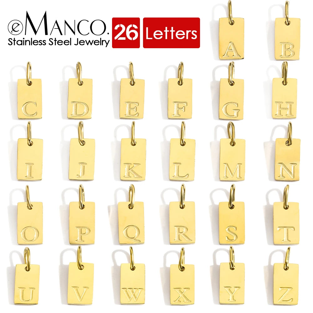 eManco Alphabet Charm Pendant for Necklaces Stainless Steel Jewelry DIY Engraved Lettering Accessories Women's Fashion Jewelry