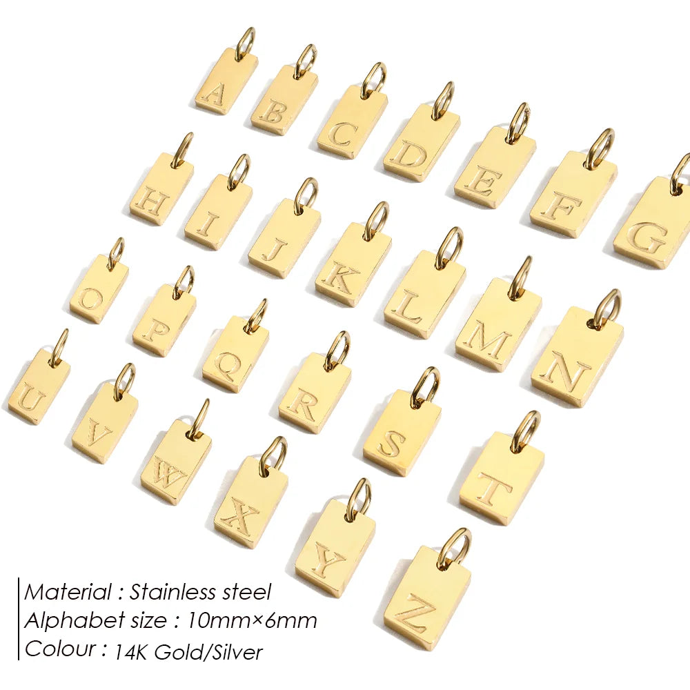 eManco Alphabet Charm Pendant for Necklaces Stainless Steel Jewelry DIY Engraved Lettering Accessories Women's Fashion Jewelry