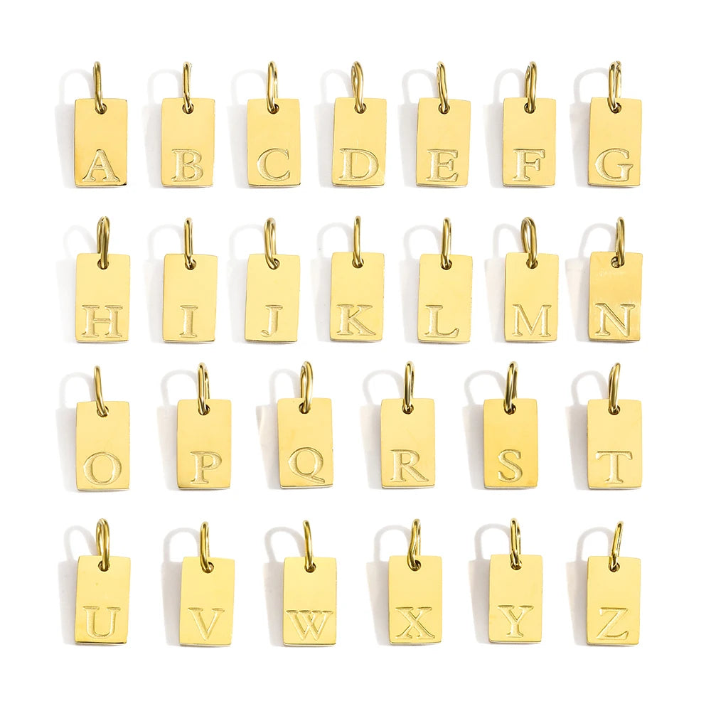 eManco Alphabet Charm Pendant for Necklaces Stainless Steel Jewelry DIY Engraved Lettering Accessories Women's Fashion Jewelry
