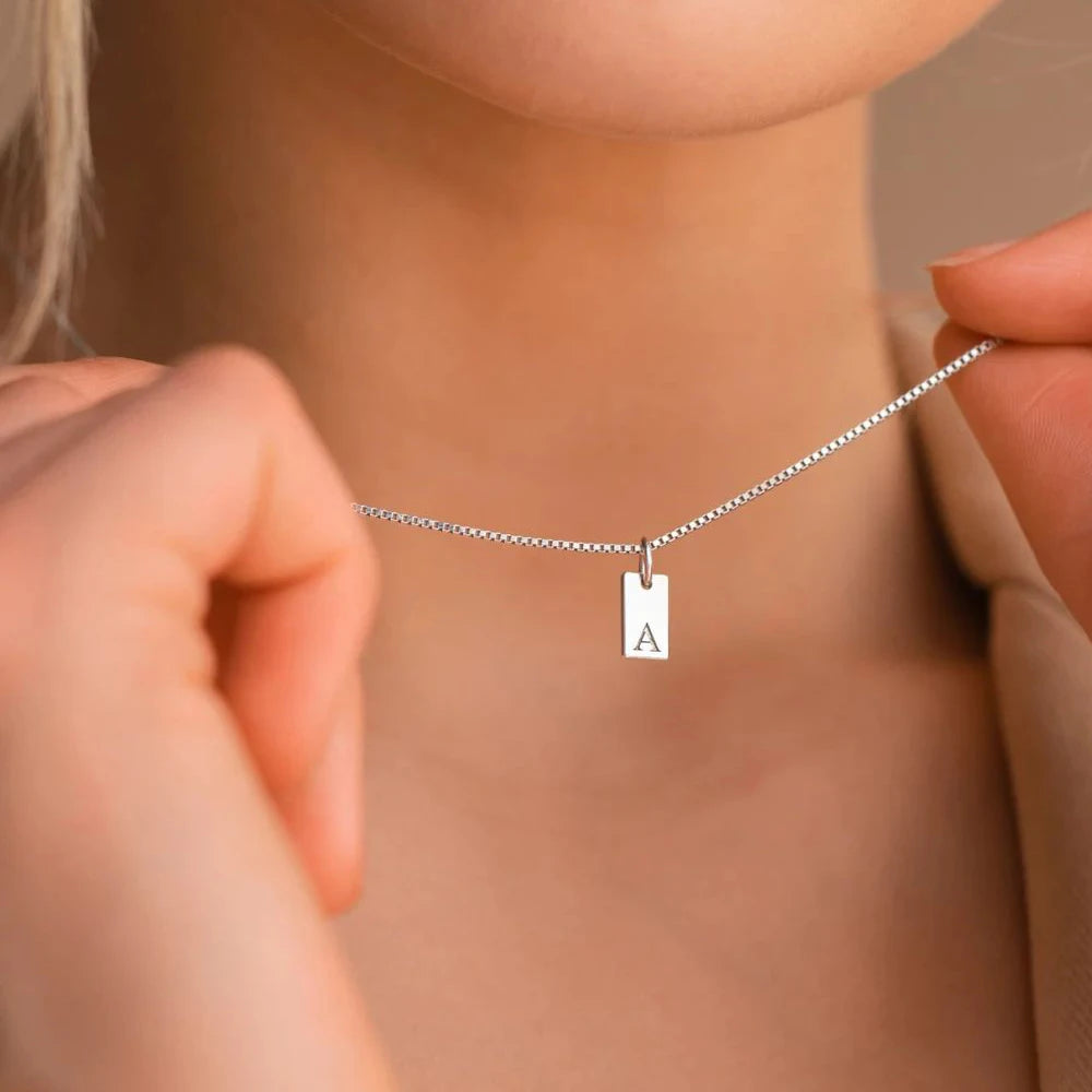 eManco Alphabet Charm Pendant for Necklaces Stainless Steel Jewelry DIY Engraved Lettering Accessories Women's Fashion Jewelry