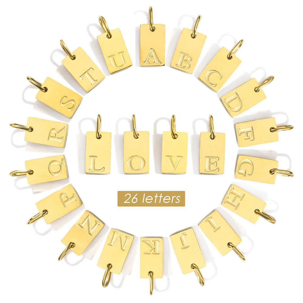 eManco Alphabet Charm Pendant for Necklaces Stainless Steel Jewelry DIY Engraved Lettering Accessories Women's Fashion Jewelry