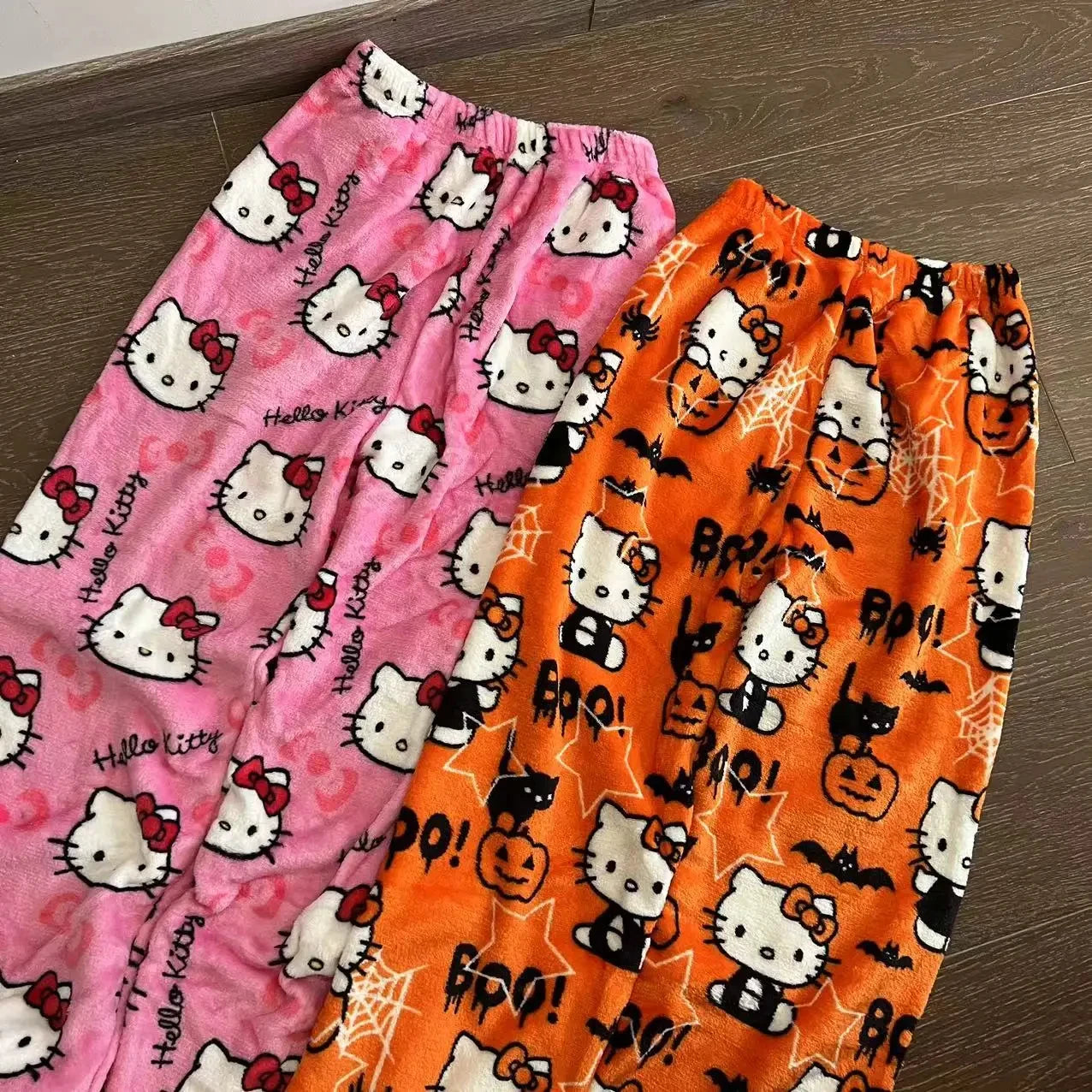 Y2K Hello Kitty pajamas anime women's pajamas Cartoon Fashion Home Sleepwear Trousers Leisure Home Clothing Winter Trouser