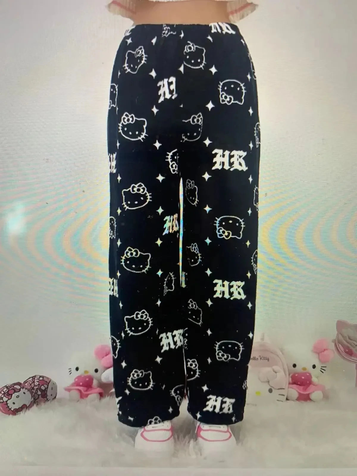 Y2K Hello Kitty pajamas anime women's pajamas Cartoon Fashion Home Sleepwear Trousers Leisure Home Clothing Winter Trouser